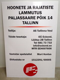 PVC kyltti rakennustyömaalle Tallinna Vesi