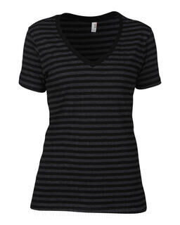 Women`s Fashion Striped V-Neck Tee 5. picture