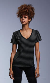 Women`s Fashion Striped V-Neck Tee 7. picture