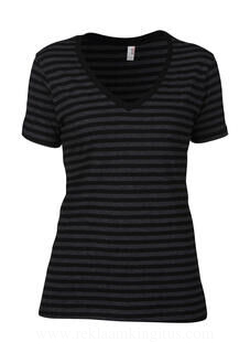 Women`s Fashion Striped V-Neck Tee 13. picture