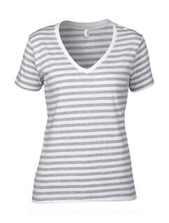 Women`s Fashion Striped V-Neck Tee 12. picture