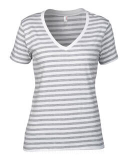 Women`s Fashion Striped V-Neck Tee 2. picture