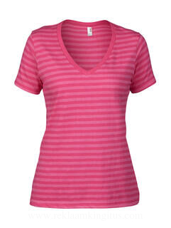 Women`s Fashion Striped V-Neck Tee 14. picture