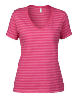 Women`s Fashion Striped V-Neck Tee 3. picture